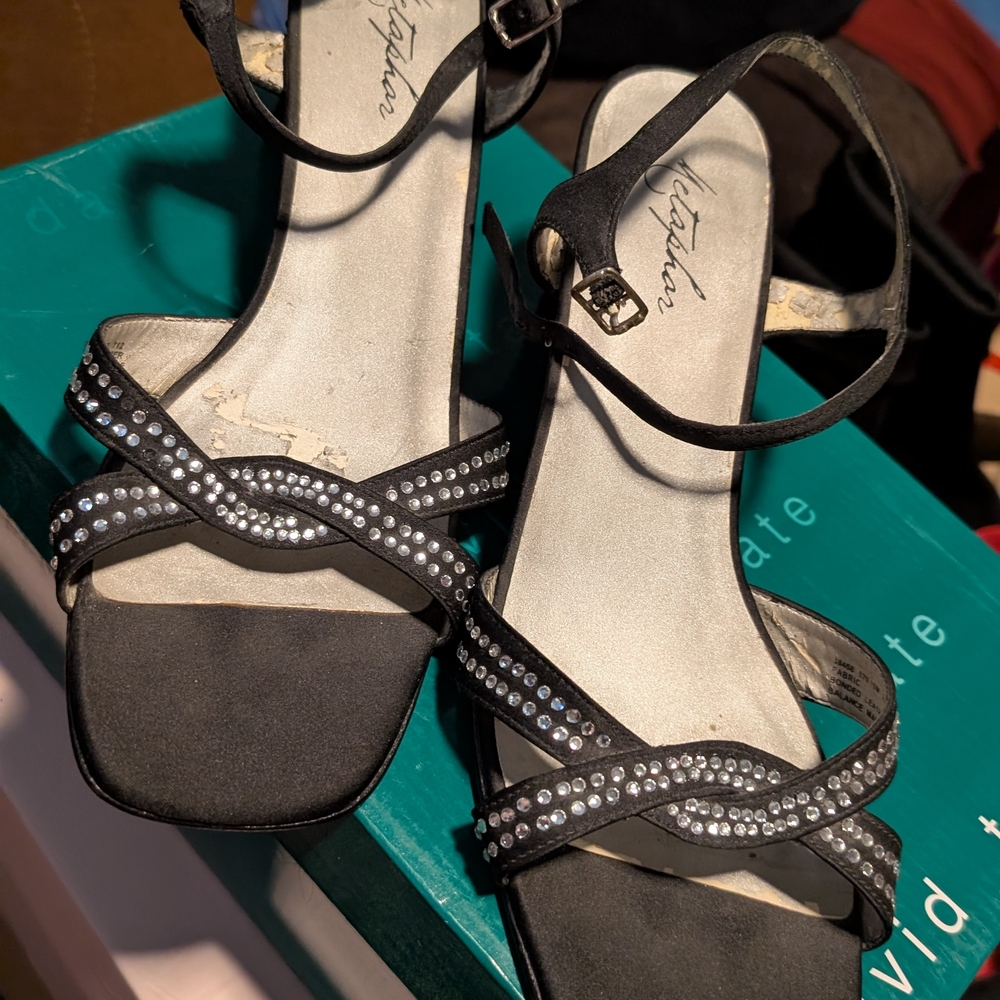 Metaphor Black Heels with Sparkling Straps